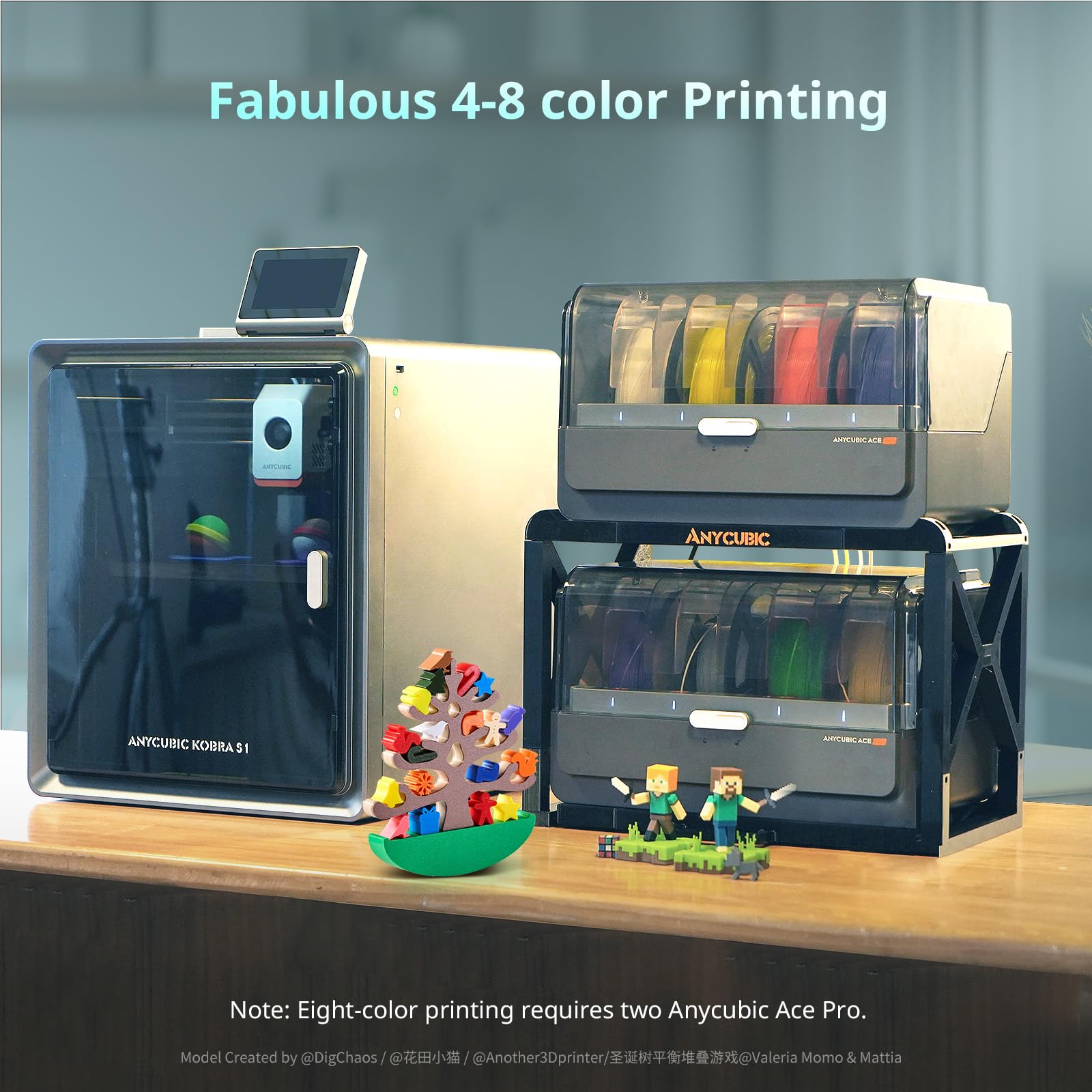 Anycubic Kobra S1 Combo Multi-Color 3D Printer, Fast 600mm/s